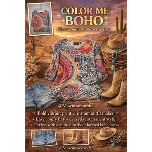 COLOR ME BOHO vibrant statement piece top instant outfit maker Small